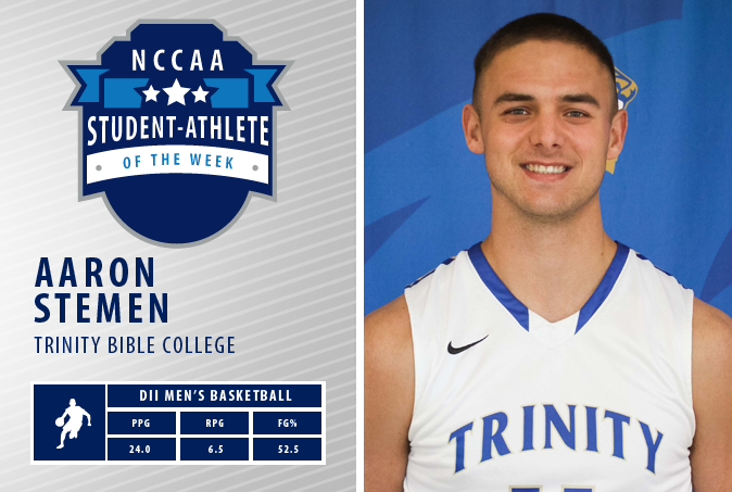 Aaron Stemen Named NCCAA Student-Athlete of the Week