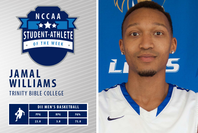 Williams Named NCCAA Student Athlete of the Week for a 2nd Time